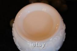 Antique White Milk Glass Powder or Cosmetic Jar with Lid Art Nouveau Design