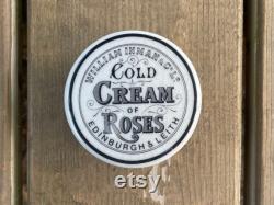 Antique c1800s William Inman and Co Ltd. of Edinburgh and Leith Cold Cream of Roses Porcelain Dresser Jar with Lid Retro Vanity