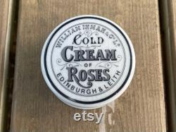 Antique c1800s William Inman and Co Ltd. of Edinburgh and Leith Cold Cream of Roses Porcelain Dresser Jar with Lid Retro Vanity