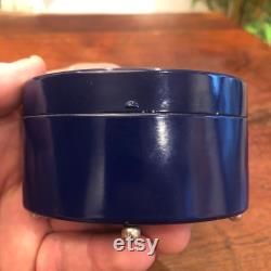 Antique c. 1928 Art Deco Lucretia Vanderbilt Cobalt Blue and Silver Metal Butterfly Footed Face Powder Box New York Vintage 30's Cosmetics