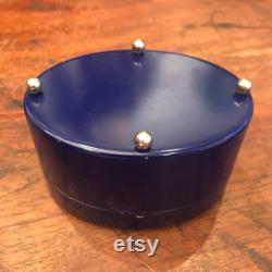 Antique c. 1928 Art Deco Lucretia Vanderbilt Cobalt Blue and Silver Metal Butterfly Footed Face Powder Box New York Vintage 30's Cosmetics