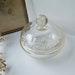 Antique cut glass powder bowl Art Deco hand cut glass 1920s vanity pot dressing table and bedroom decor boudoir lidded bonbon dish