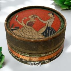 Antique face powder box Art Nouveau design Three Flowers Face Powder by Richard Hudnut