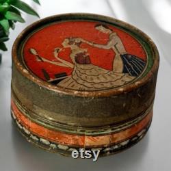 Antique face powder box Art Nouveau design Three Flowers Face Powder by Richard Hudnut
