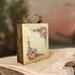 Antique floral enamel and brass powder makeup compact hand painted flowers square double sided with lipstick holder 3x2.5