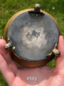 Antique footed dresser jar featuring water lilies and lily pads, lotus flowers, beautiful