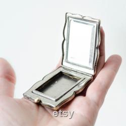 Antique powder box, Pocket mirror compact, Soviet vintage pill box vintage from Ukraine