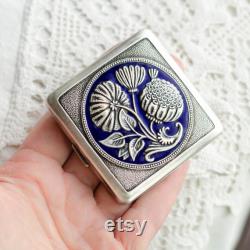 Antique powder box WILD FLOWERS, Vintage Soviet compact mirror, Pill box from Ukraine