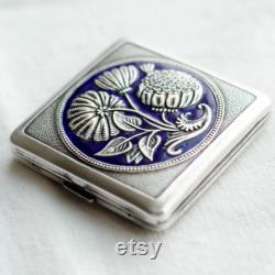 Antique powder box WILD FLOWERS, Vintage Soviet compact mirror, Pill box from Ukraine