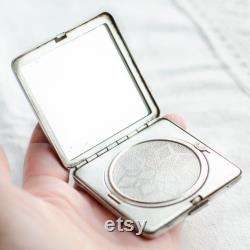 Antique powder box WILD FLOWERS, Vintage Soviet compact mirror, Pill box from Ukraine