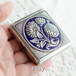 Antique powder box WILD FLOWERS, Vintage Soviet compact mirror, Pill box from Ukraine
