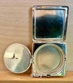 Antique powder compact, Art Deco powder compact, butterfly wing, hand painted compact, French powder compact