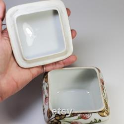 Antique pre-1921 Nippon footed Hair Receiver and Powder Dish Trinket Box Hand painted Porcelain Vanity set Japan