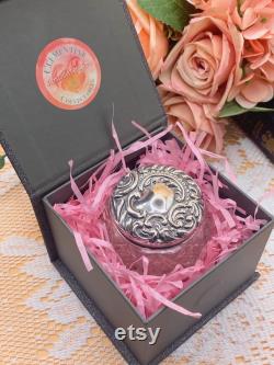 Antique solid sterling silver lidded cut-glass vanity jar powder pot Art nouveaux Edwardian. VGC Hallmarked 1902. FREE shipping and gift box