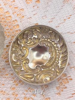 Antique solid sterling silver lidded cut-glass vanity jar powder pot Art nouveaux Edwardian. VGC Hallmarked 1902. FREE shipping and gift box