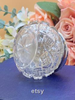 Antique solid sterling silver lidded cut-glass vanity jar powder pot Art nouveaux Edwardian. VGC Hallmarked 1902. FREE shipping and gift box