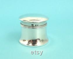 Antique sterling silver powder jar with gilded lid, perfectly plain, Birmingham, 1912