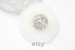 Antique sterling silver topped swans down puff Art Nouveau maiden design in cut glass pot
