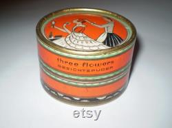 Antique three flower powder box gesichtspuder richard hudnut RARE FIND