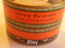 Antique three flower powder box gesichtspuder richard hudnut RARE FIND