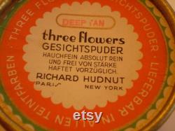 Antique three flower powder box gesichtspuder richard hudnut RARE FIND