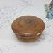 Antique treen mirrored powder bowl, vintage wooden dresser powder bowl, Edwardian turned wood vanity powder box