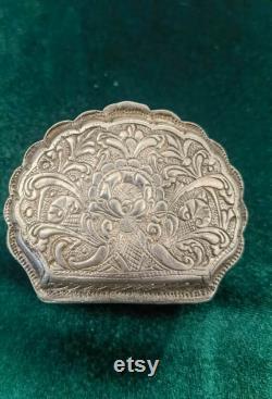 Antique unique Ottoman powder box, handmade silver filigree powder box, XIX century powder box