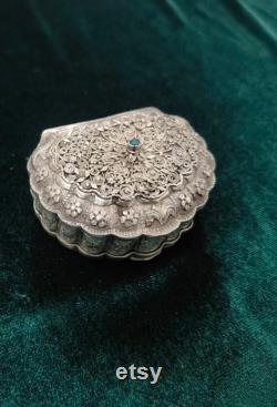 Antique unique Ottoman powder box, handmade silver filigree powder box, XIX century powder box