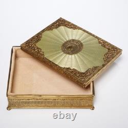 Apollo Vanity Set Ormolu Filigree Seashell Mirror Brush Trinket Boxes Jar 4pc