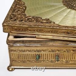 Apollo Vanity Set Ormolu Filigree Seashell Mirror Brush Trinket Boxes Jar 4pc