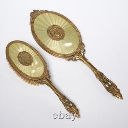 Apollo Vanity Set Ormolu Filigree Seashell Mirror Brush Trinket Boxes Jar 4pc