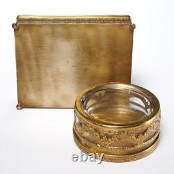 Apollo Vanity Set Ormolu Filigree Seashell Mirror Brush Trinket Boxes Jar 4pc