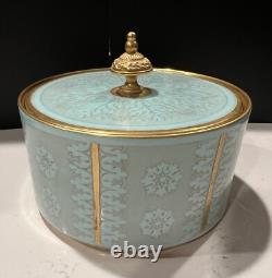 Arrigo Finzi Italy Porcelain 24K Gold Lidded Powder Vanity French Powder Box