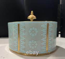 Arrigo Finzi Italy Porcelain 24K Gold Lidded Powder Vanity French Powder Box