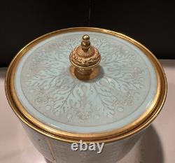 Arrigo Finzi Italy Porcelain 24K Gold Lidded Powder Vanity French Powder Box