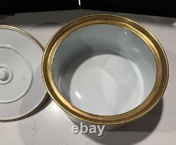 Arrigo Finzi Italy Porcelain 24K Gold Lidded Powder Vanity French Powder Box