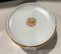 Arrigo Finzi Italy Porcelain 24K Gold Lidded Powder Vanity French Powder Box