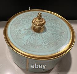 Arrigo Finzi Italy Porcelain 24K Gold Lidded Powder Vanity French Powder Box