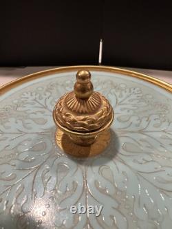 Arrigo Finzi Italy Porcelain 24K Gold Lidded Powder Vanity French Powder Box
