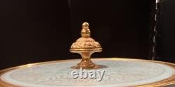 Arrigo Finzi Italy Porcelain 24K Gold Lidded Powder Vanity French Powder Box