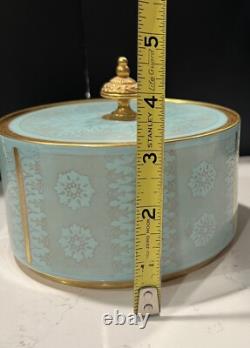 Arrigo Finzi Italy Porcelain 24K Gold Lidded Powder Vanity French Powder Box