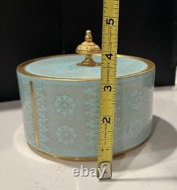 Arrigo Finzi Italy Porcelain 24K Gold Lidded Powder Vanity French Powder Box