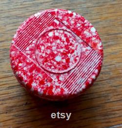 Art Deco 1920s Bakelite red and white box for ladies' face powder. screw lid- full working order. 2 1 8 dia. X 1 5 16 tall Collector 11