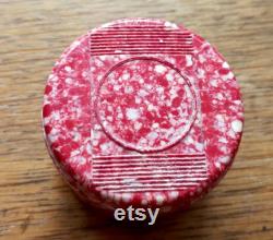Art Deco 1920s Bakelite red and white box for ladies' face powder. screw lid- full working order. 2 1 8 dia. X 1 5 16 tall Collector 11