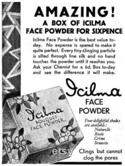 Art Deco 1940's Icilma Bouquet Face Powder Box Unused and Full