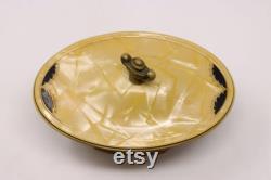 Art Deco 3pc Pyralin Celluloid Powder Trinket Jewelry Box Antique 1920's