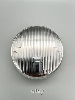 Art Deco Cut Glass Powder Bowl with Sterling Silver Lid, Adie Brothers, Birmingham, 1937
