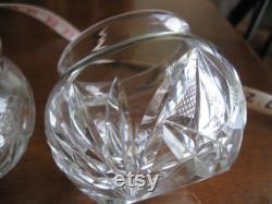 Art Deco Cut Glass Sterling Tops Vanity Trinket Cold Cream Powder Jars Pair