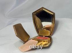 Art Deco Elgin American Compact Greek Key Design Mirrored Powder Box