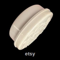 Art Deco Floral Powder Pot Cream Urea Formaldehyde Plastic, Screw Lid, Berton London